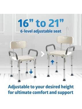 Medline Shower Chair Seat with Padded Armrests and Back Heavy Duty